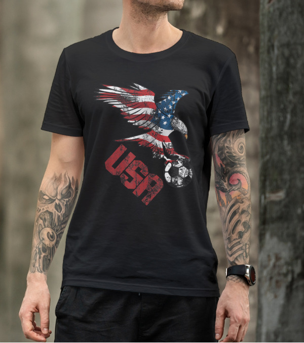 USA Flag Eagle Soccer Jersey Style Men And Womens T-Shirt