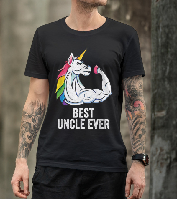 Mens Cute Unicorn Best Uncle Ever Fun T-Shirt