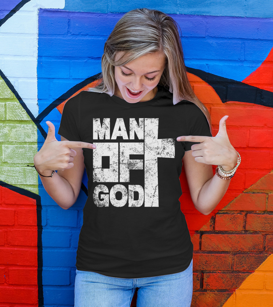 MAN OF GOD Text With Cross T-Shirt