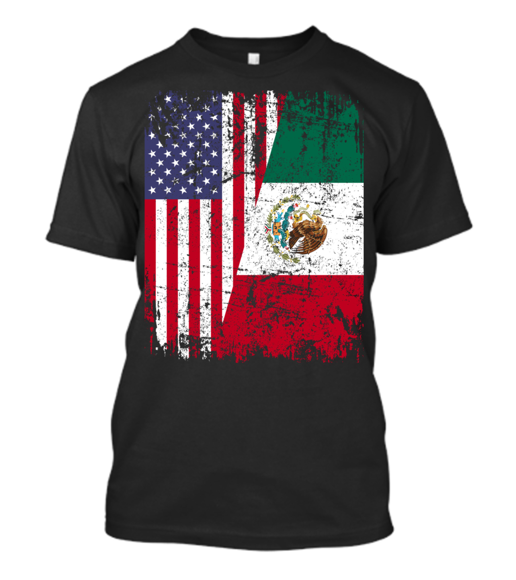Mexican Roots American Flag Half Mexico Flag Heritage T-Shirt