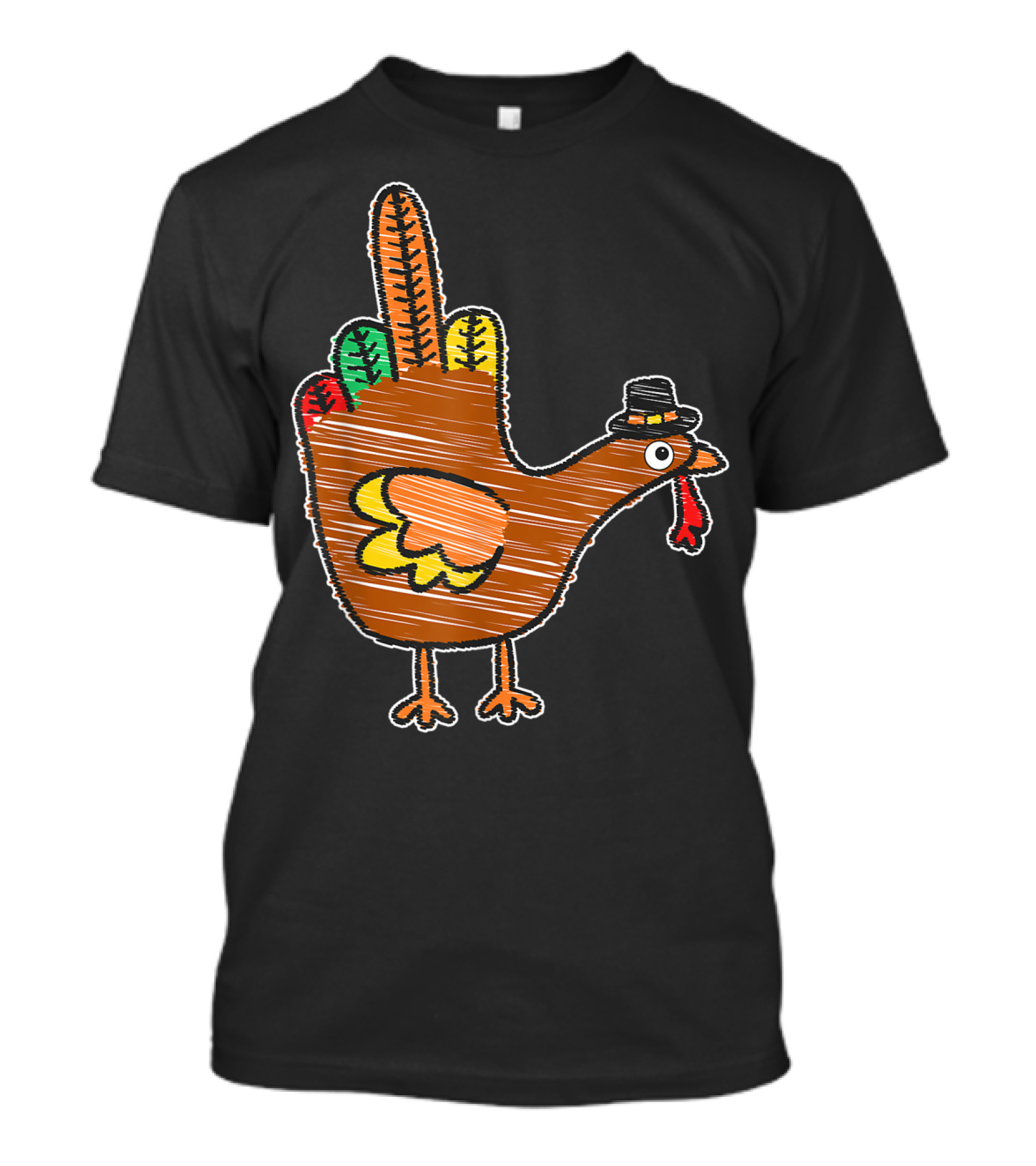 Middle Finger Turkey Kids Thanksgiving Bird Cartoon T-Shirt