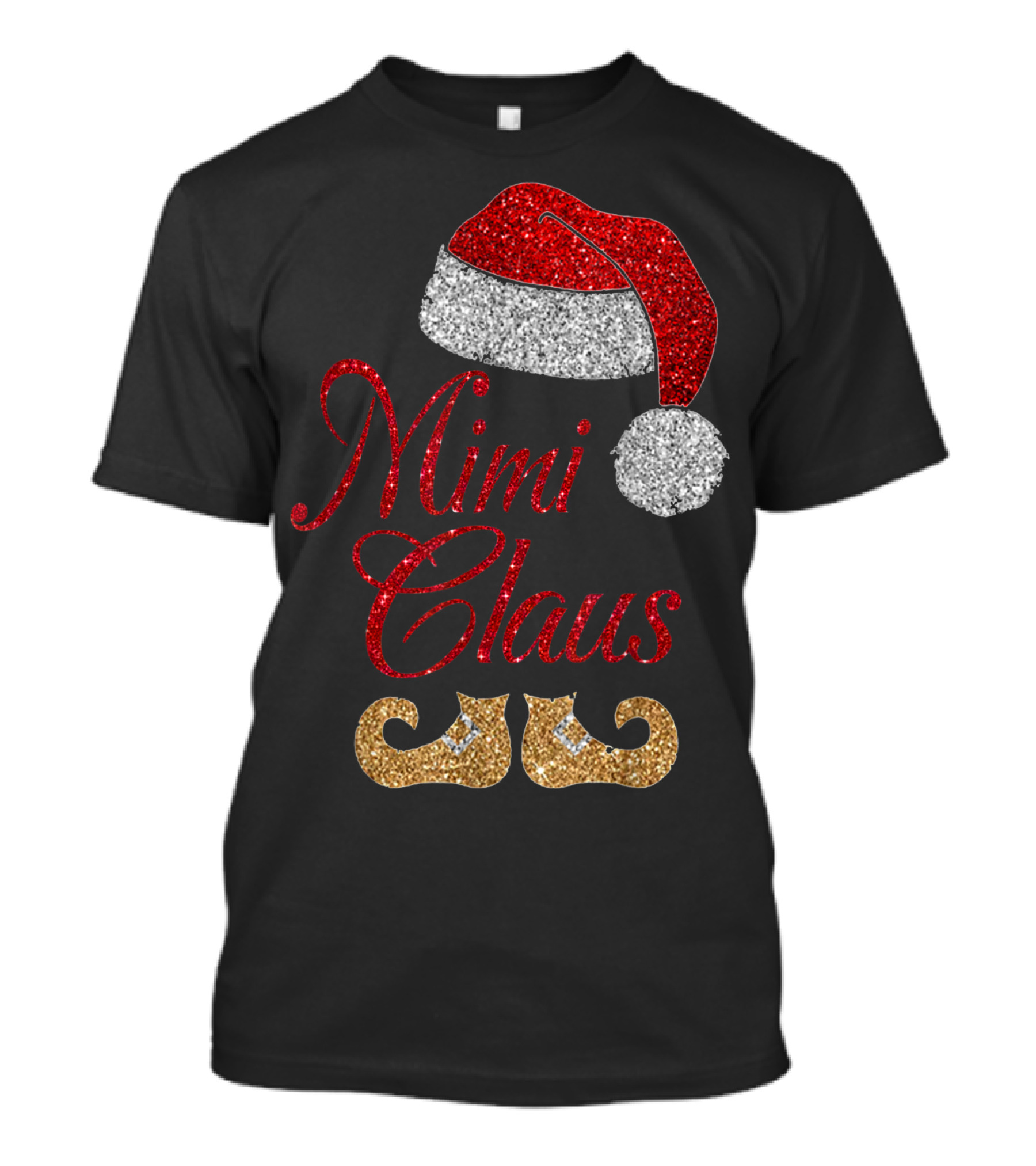 Mimi Claus Santa Hat And Elf Shoes Matching Family Christmas T-Shirt