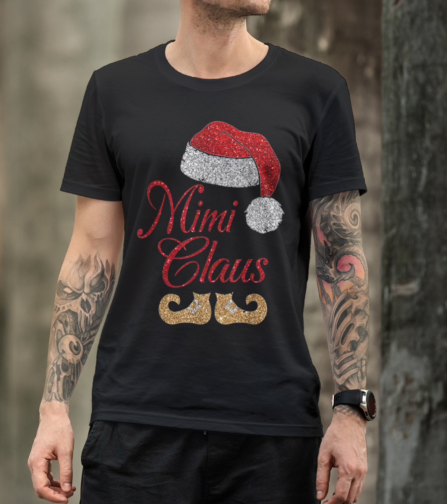 Mimi Claus Santa Hat And Elf Shoes Matching Family Christmas T-Shirt
