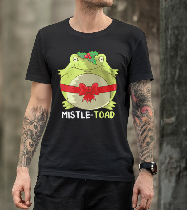 Mistletoad Holiday Toad With Mistletoe And Bow T-Shirt