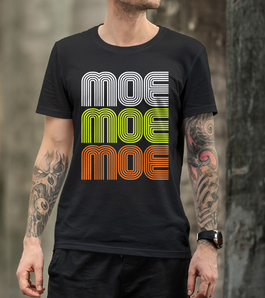 MOE MOE MOE Name Vintage 70S 80S Stripe T-Shirt