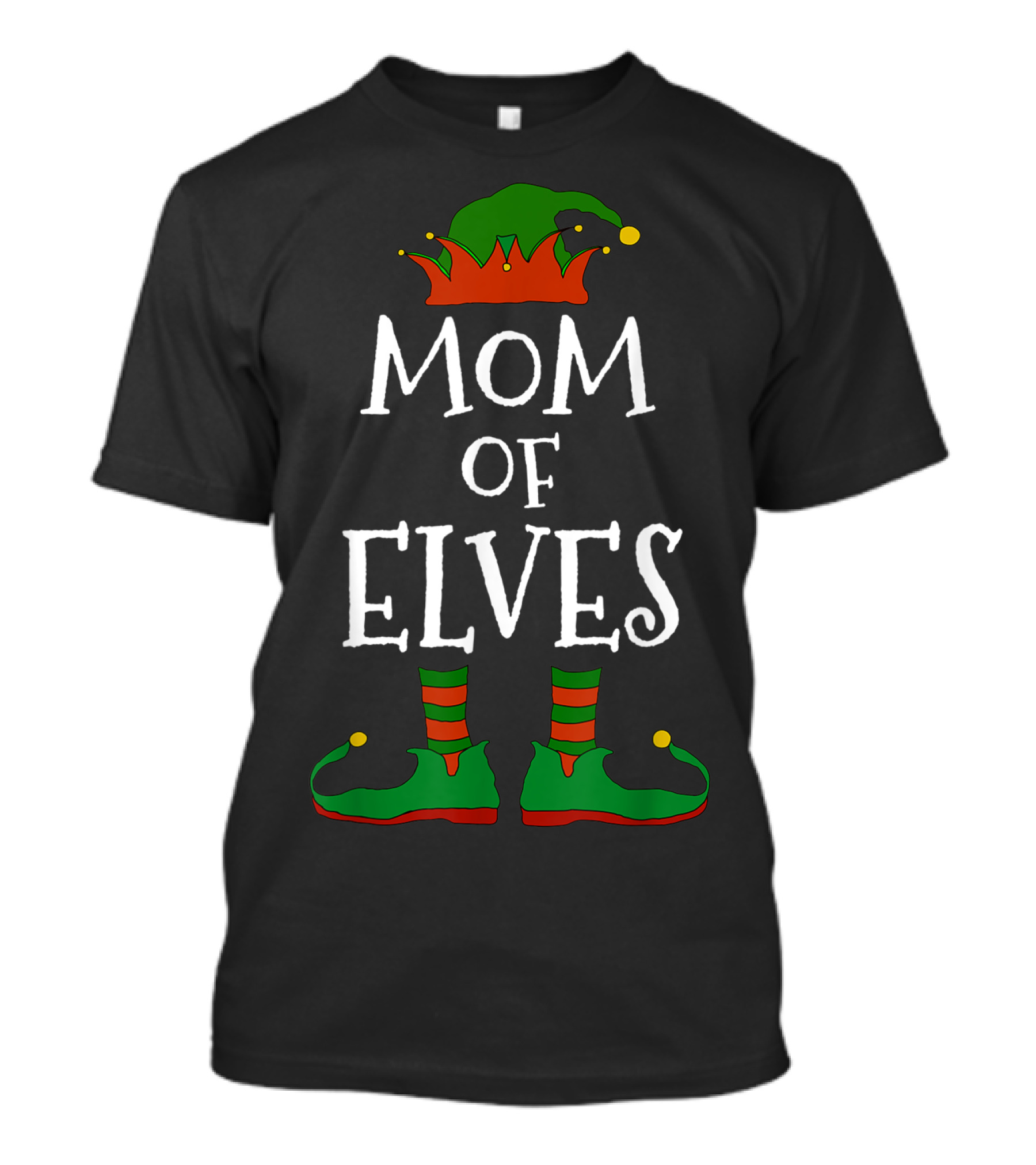 Mom Of Elves Funny Elf Christmas Matching Mama Holiday Humor T-Shirt