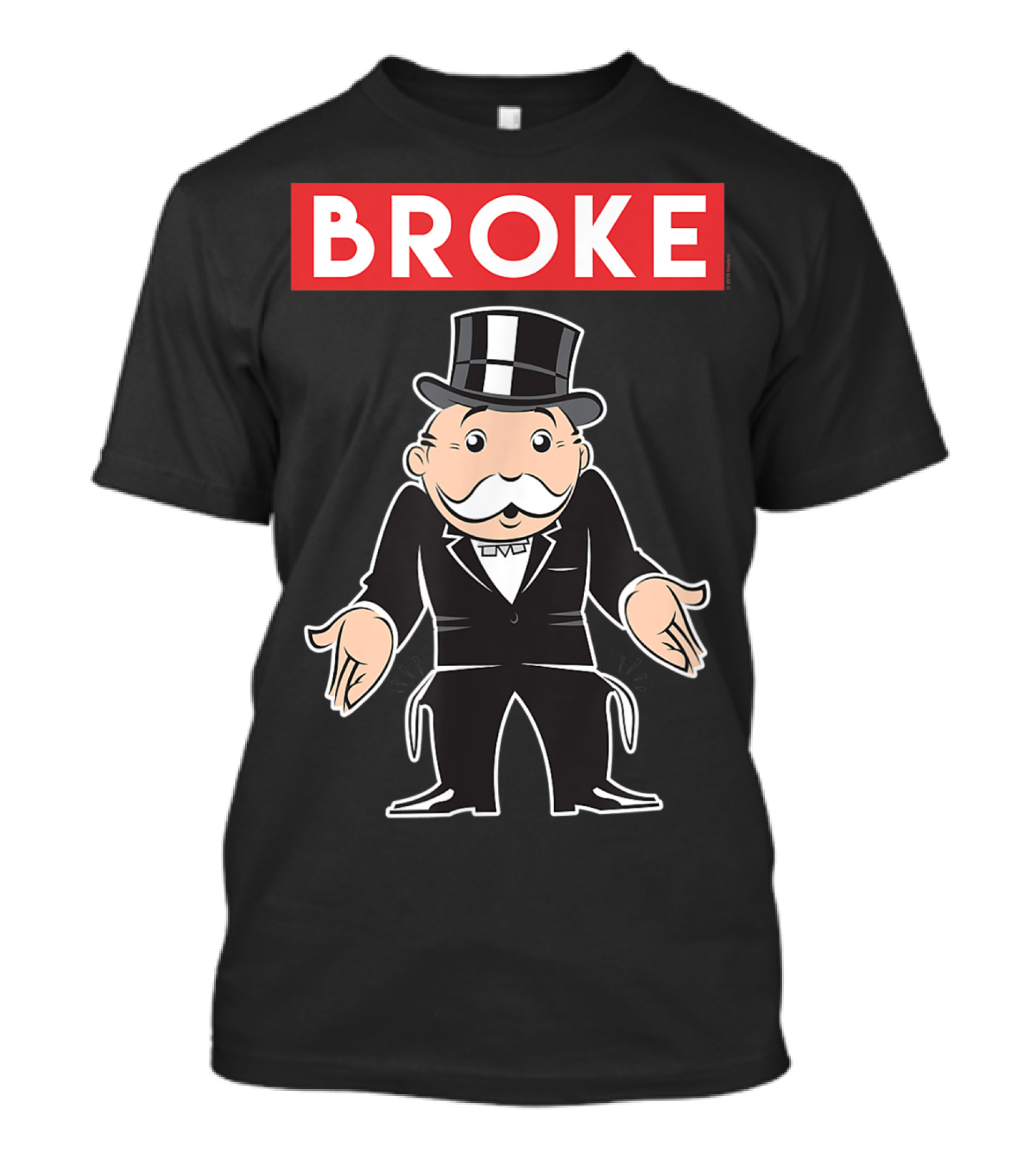 Monopoly Broke Mr Monopoly Empty Pockets Iconic Board Game Character T-Shirt