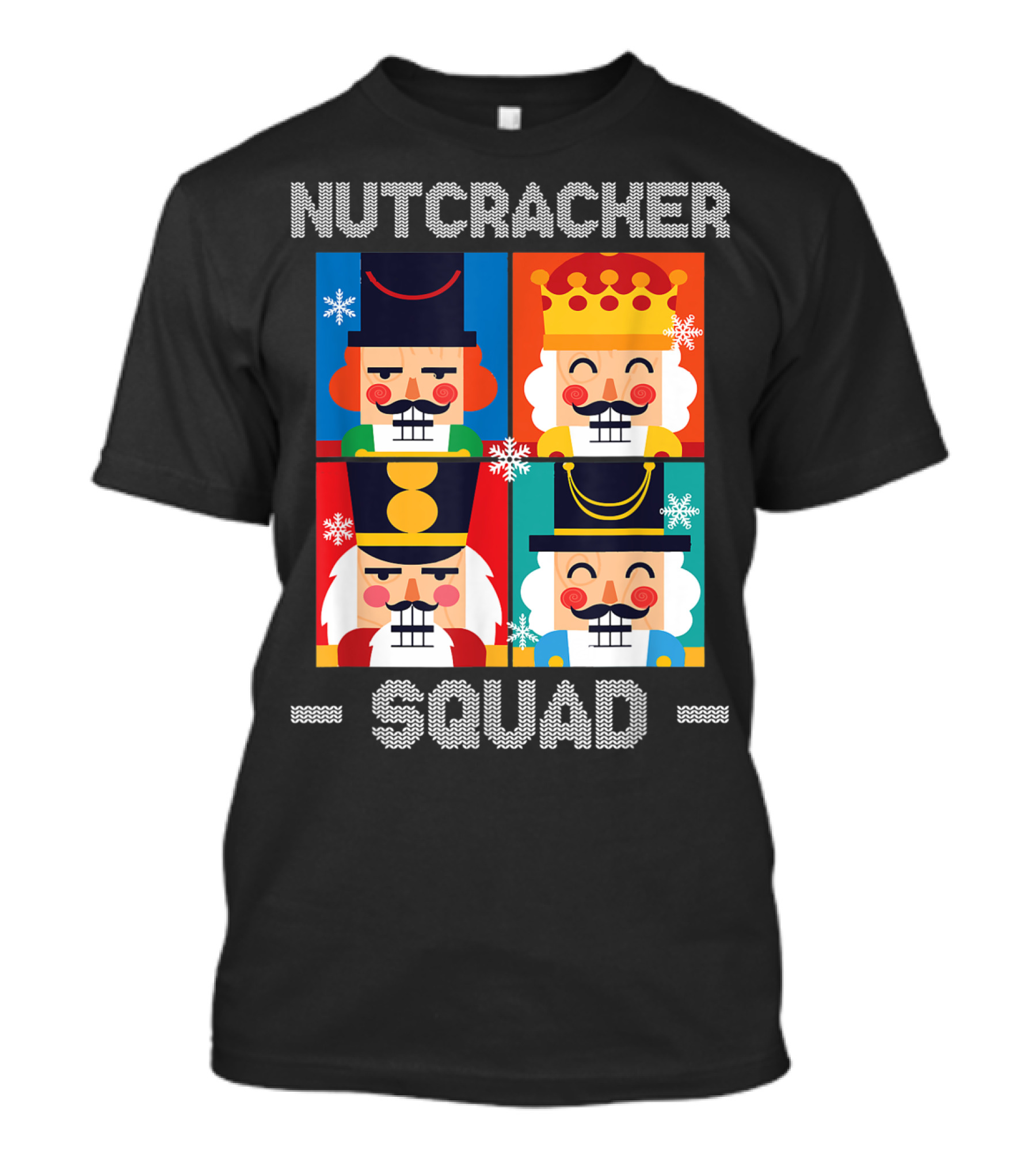Nutcracker Squad Funny Christmas Holiday Snowflake Cartoon Characters T-Shirt