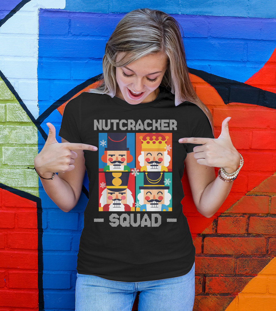 Nutcracker Squad Funny Christmas Holiday Snowflake Cartoon Characters T-Shirt