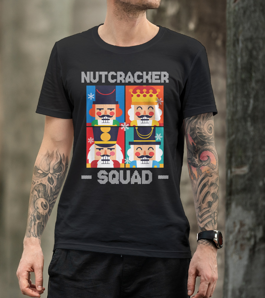 Nutcracker Squad Funny Christmas Holiday Snowflake Cartoon Characters T-Shirt