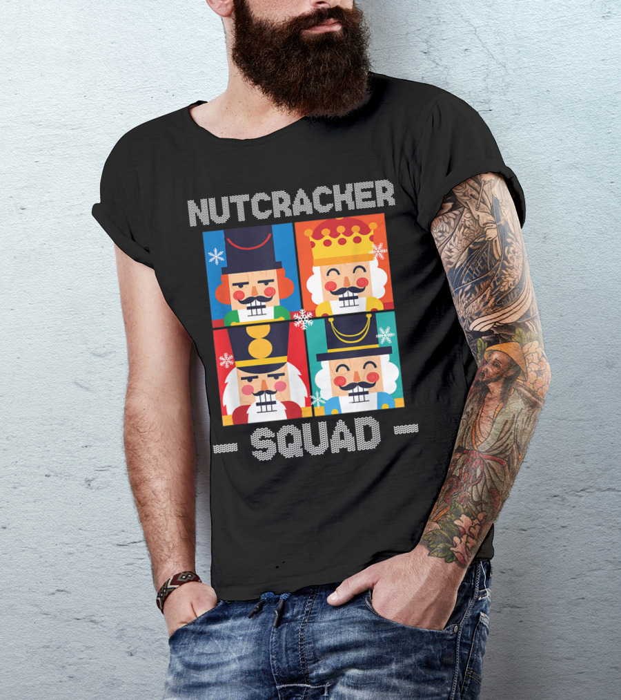 Nutcracker Squad Funny Christmas Holiday Snowflake Cartoon Characters T-Shirt