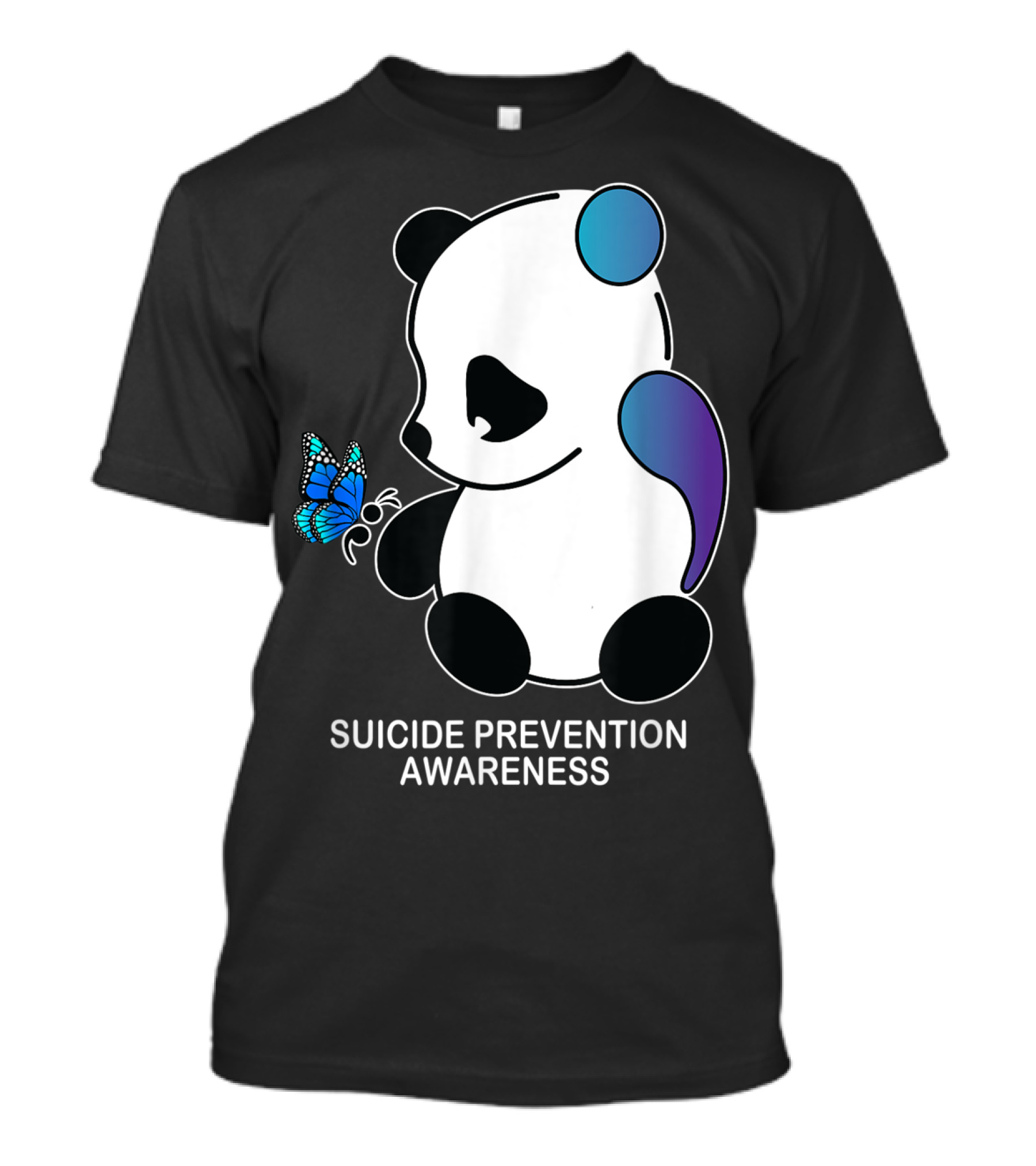 Panda Semicolon Butterfly Suicide Prevention Awareness T-Shirt