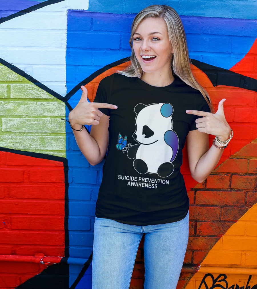 Panda Semicolon Butterfly Suicide Prevention Awareness T-Shirt