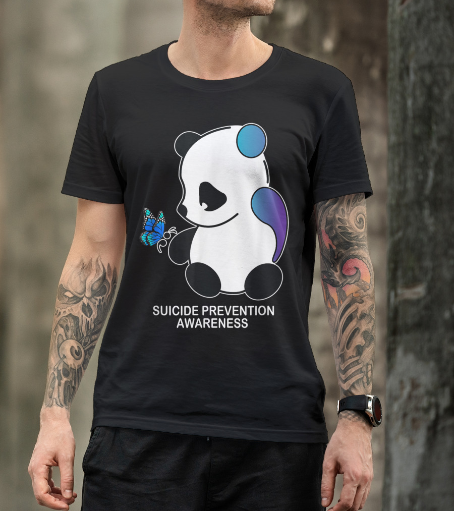 Panda Semicolon Butterfly Suicide Prevention Awareness T-Shirt