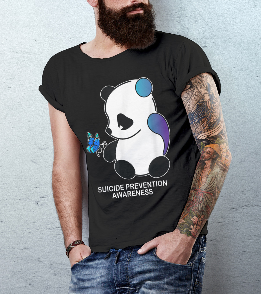 Panda Semicolon Butterfly Suicide Prevention Awareness T-Shirt