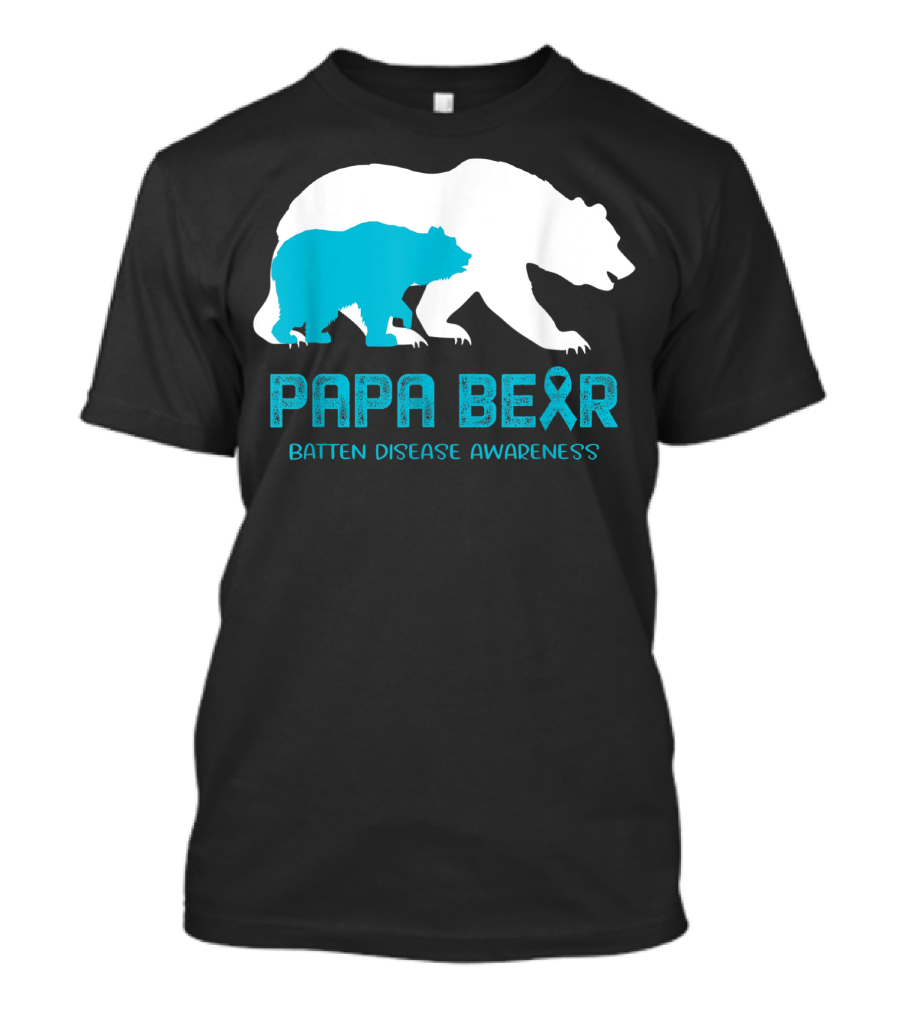 Papa Bear Batten Disease Awareness Ribbon And Bear T-Shirt