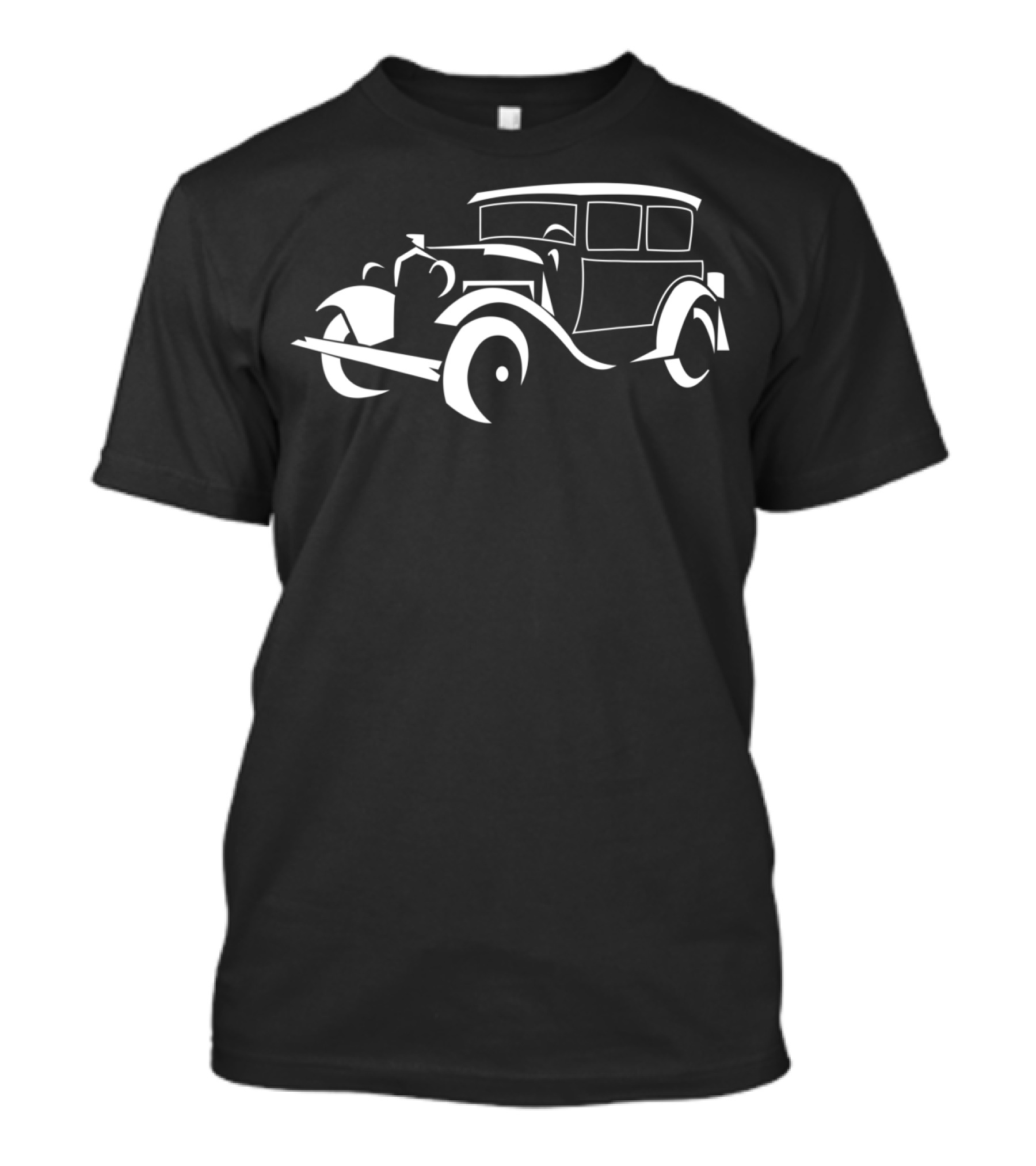 Realistic Early American Classic Car Outline Black T-Shirt