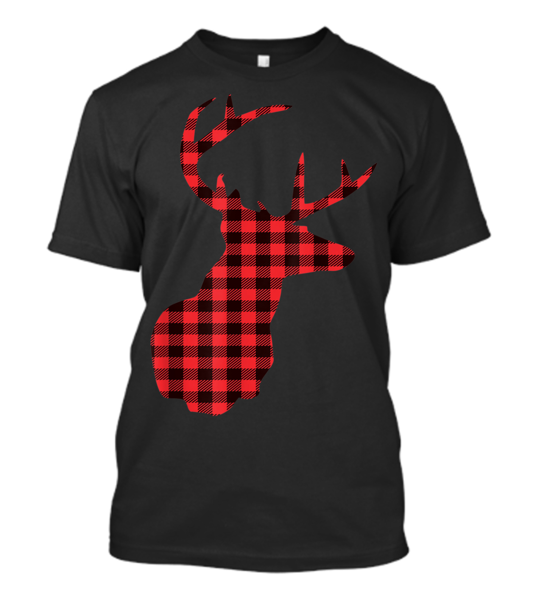 Red Plaid Buffalo Check Reindeer Deer T-Shirt