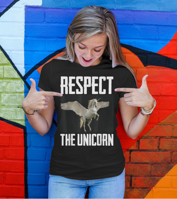 Respect The Unicorn Lover Funny Pegasus Unicorn Photo T-Shirt