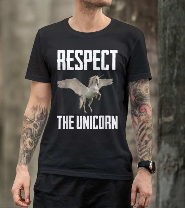 Respect The Unicorn Lover Funny Pegasus Unicorn Photo T-Shirt