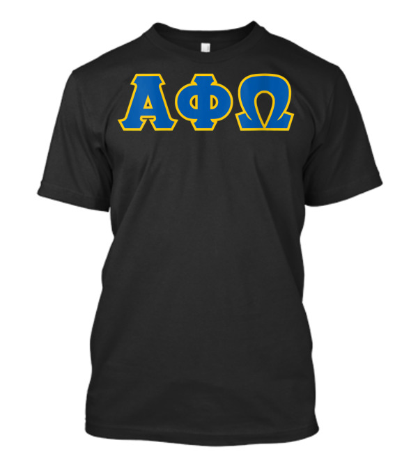 Alpha Phi Omega Greek Letters Blue And Yellow T-Shirt