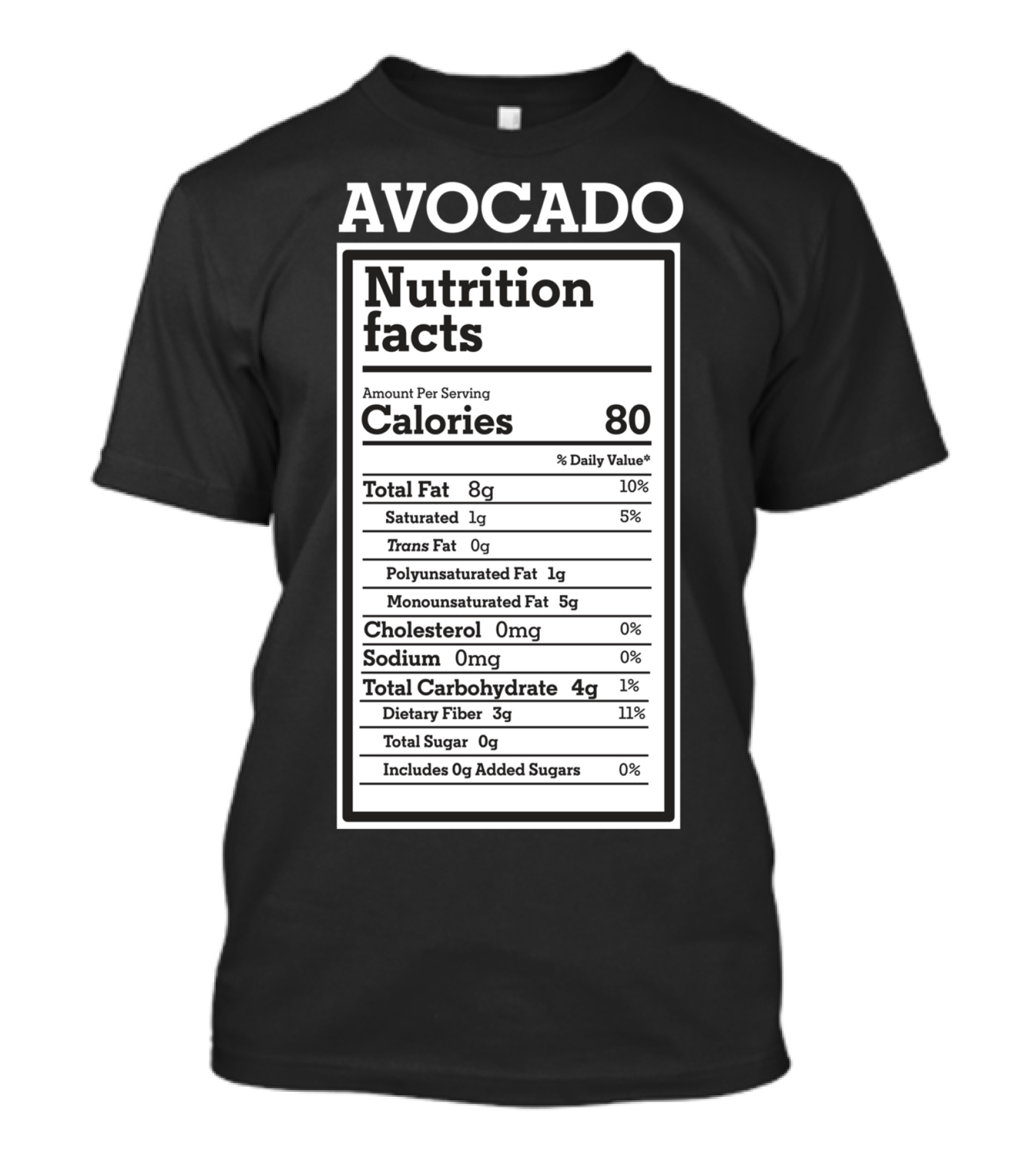 Avocado Nutrition Facts Funny Keto Ketogenic Calories 80 T-Shirt