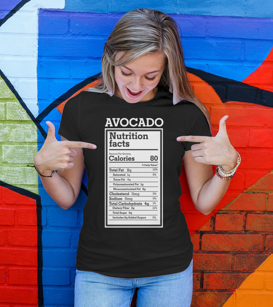 Avocado Nutrition Facts Funny Keto Ketogenic Calories 80 T-Shirt