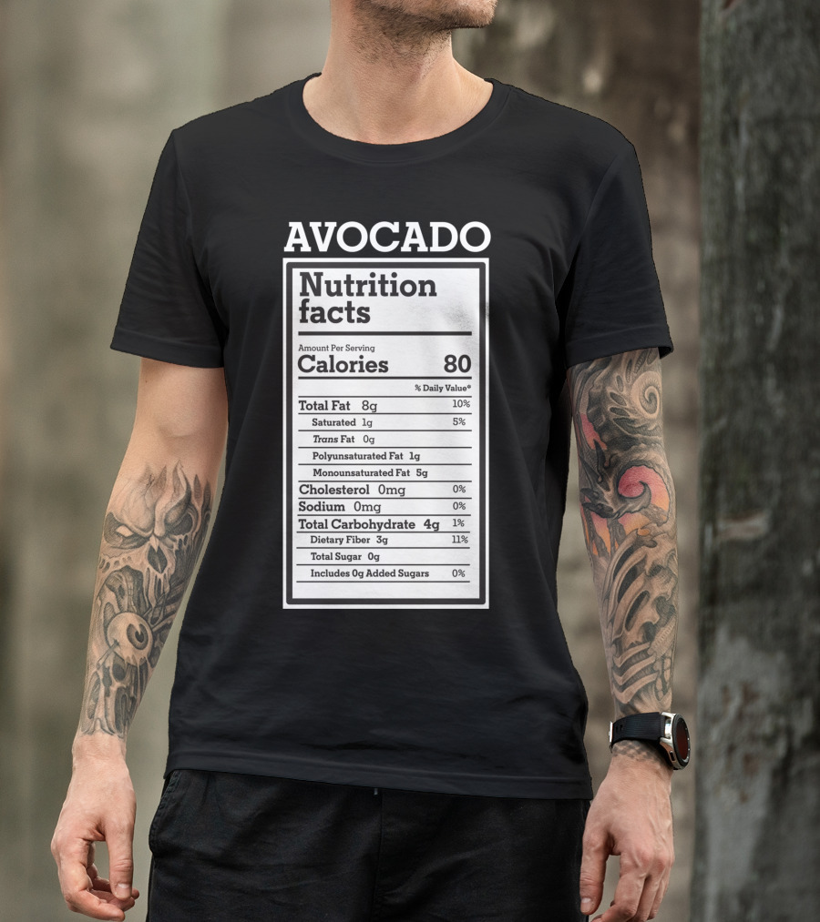 Avocado Nutrition Facts Funny Keto Ketogenic Calories 80 T-Shirt