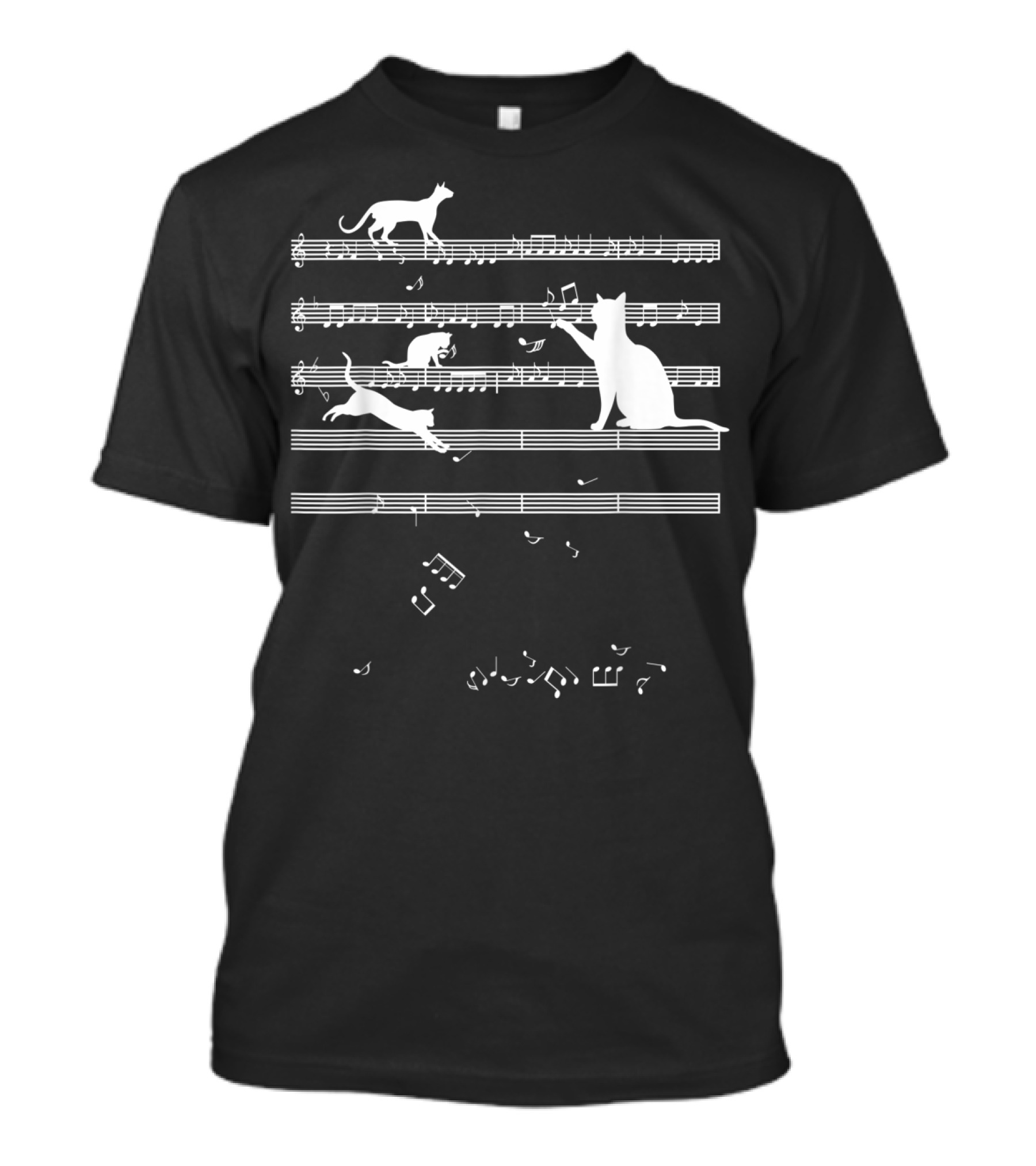 Funny Cat Owner Mom Music Notes Teacher Print T-Shirt