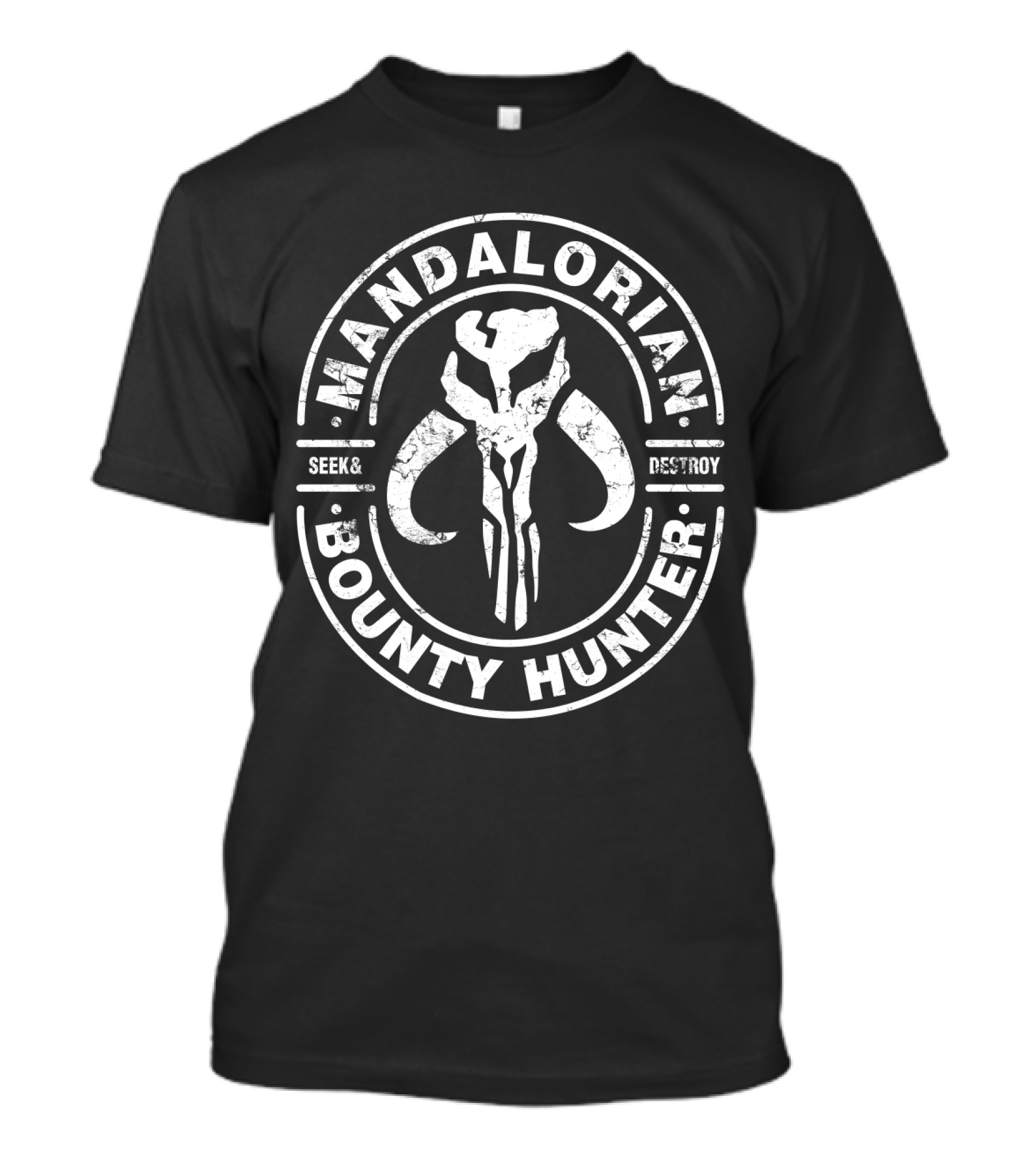 Mandalorian Bounty Hunter Seek And Destroy Faded T-Shirt