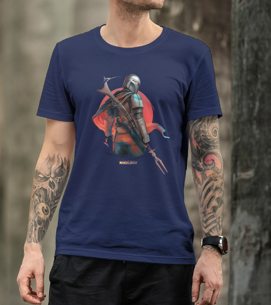 Mandalorian Warrior In Front Of Red Sun T-Shirt