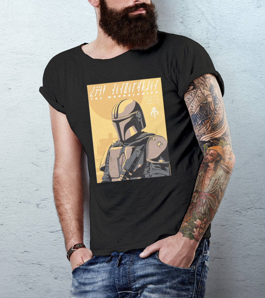 The Mandalorian Cell Shade Star Wars Bounty Hunter Art Deco T-Shirt