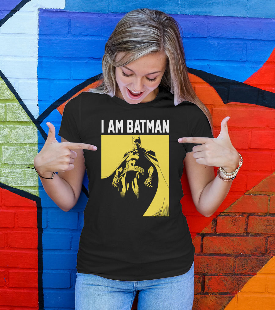 I Am Batman Yellow Black Bold Shadow T-Shirt