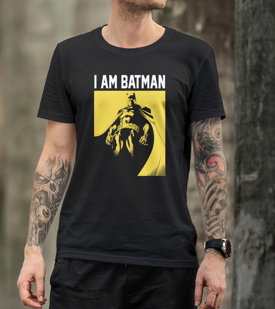I Am Batman Yellow Black Bold Shadow T-Shirt