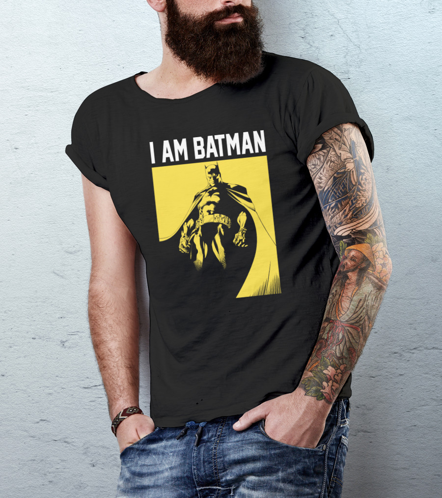 I Am Batman Yellow Black Bold Shadow T-Shirt