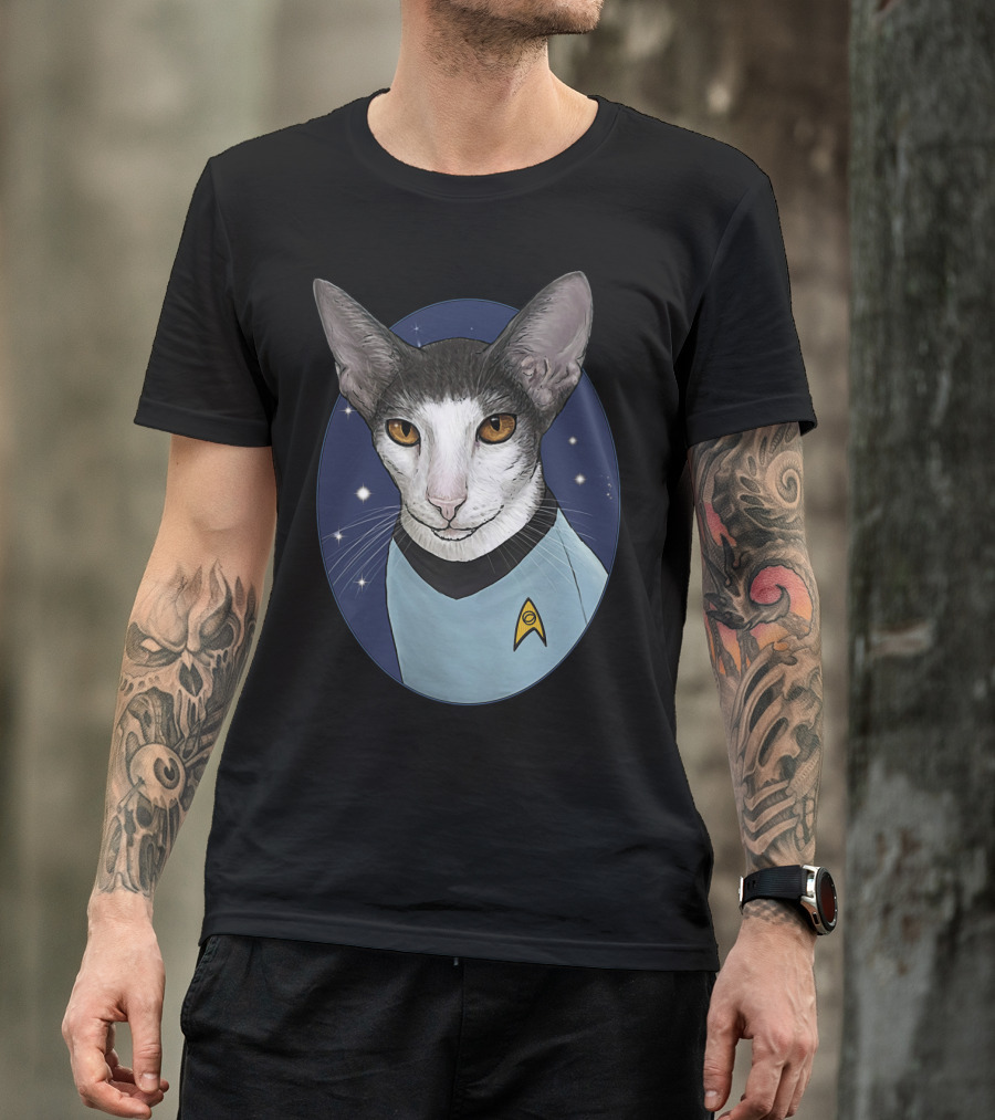Star Trek Spock Cat With Starfleet Uniform And Vulcan Ears T-Shirt