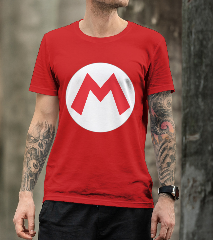 Super Mario Icon Red M On White Circle T-Shirt
