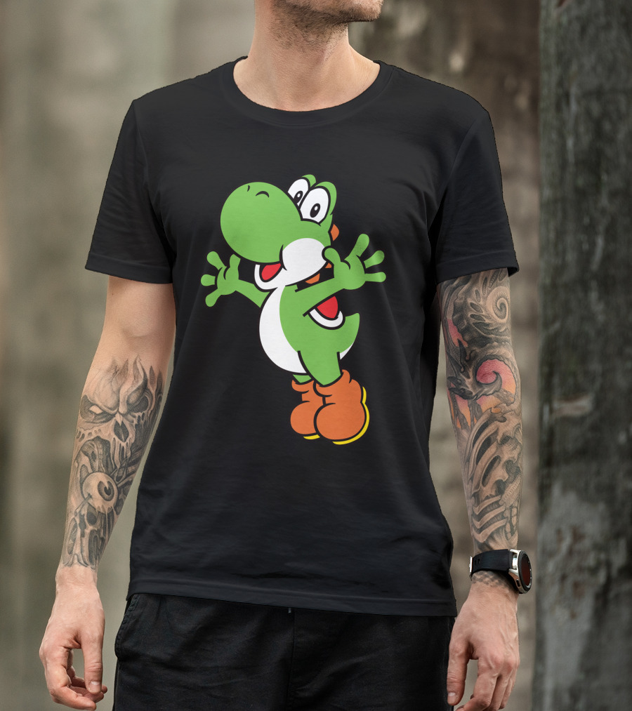 Yoshi Jump Green Dinosaur Iconic Character Image T-Shirt