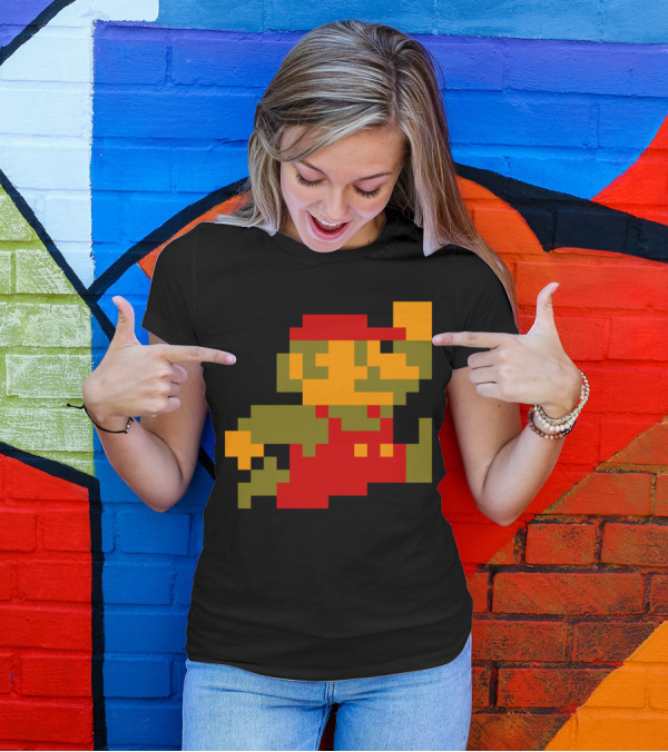 Classic 8-Bit Mario Pixel Art Character T-Shirt
