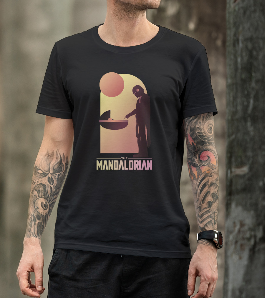 The Mandalorian Bounty Hunter Encounter Sunset Scene T-Shirt