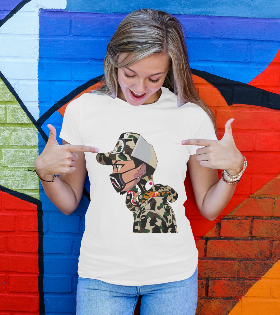 The Boondocks GT Camo Shark Face Mask Hat Hoodie Anime T-Shirt