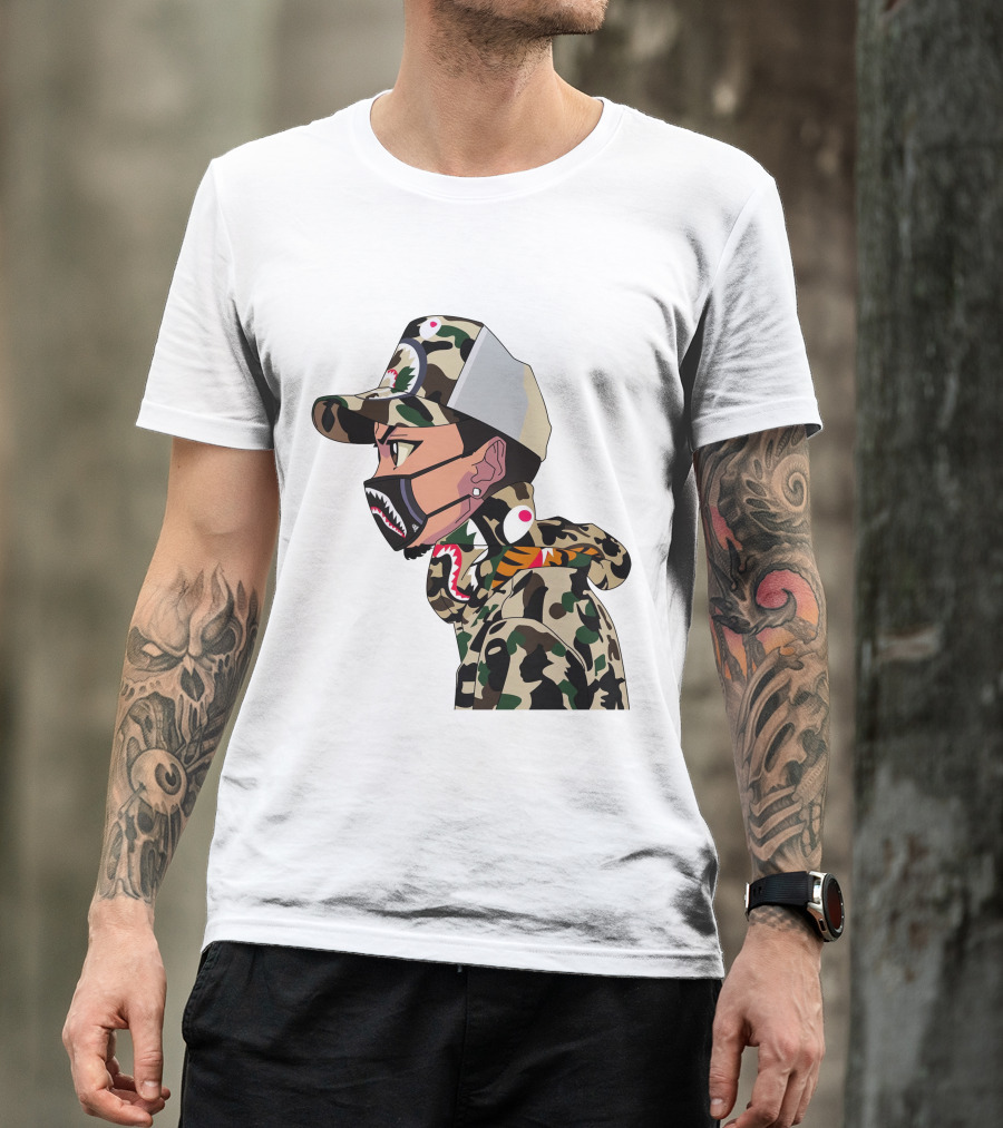 The Boondocks GT Camo Shark Face Mask Hat Hoodie Anime T-Shirt