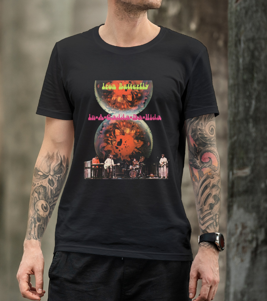 Iron Butterfly In-A-Gadda-Da-Vida Album Cover Retro Band Performance T-Shirt