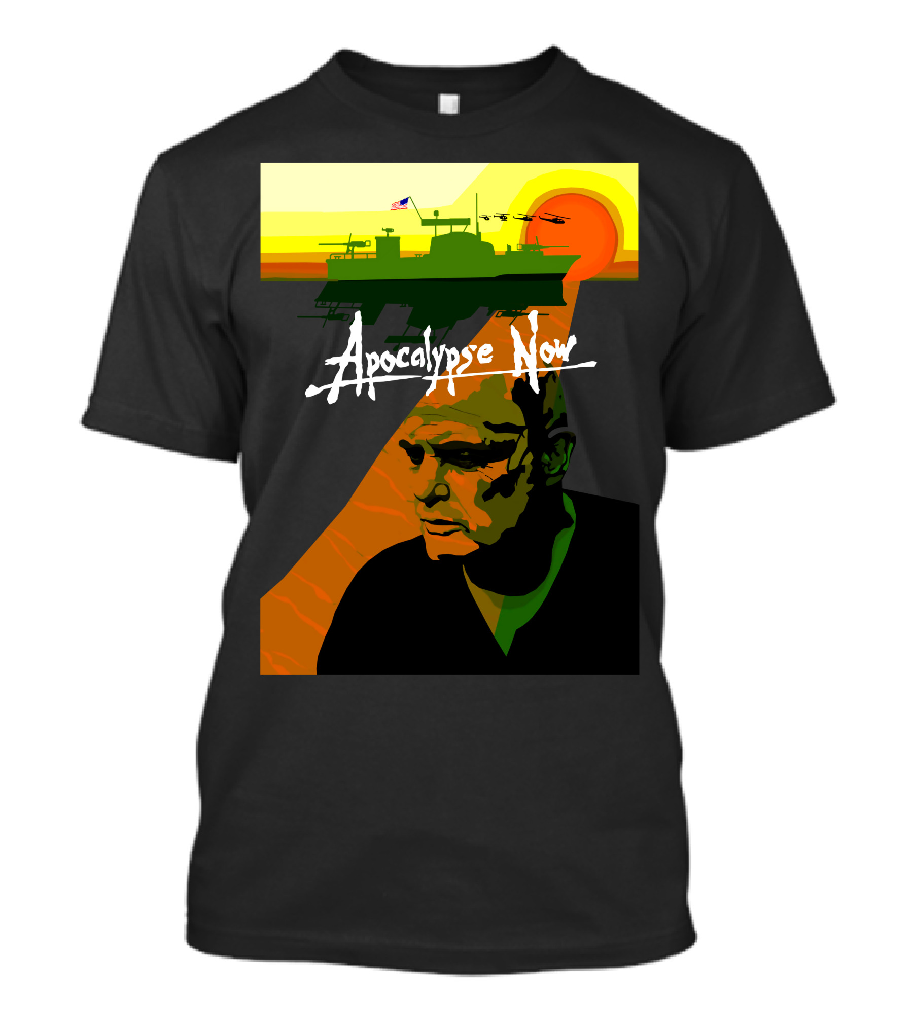 Apocalypse Now Vintage Movie Poster Art With Helicopters And Sun Background T-Shirt