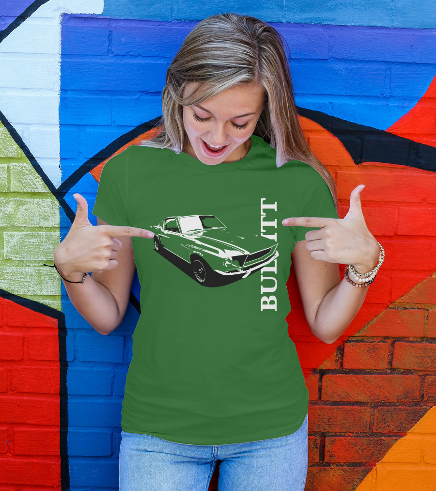 Bullitt Classic Car Green Mustang T-Shirt