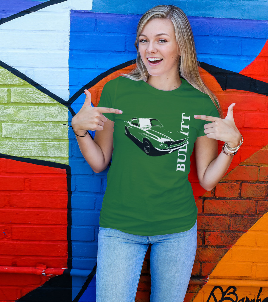 Bullitt Classic Car Green Mustang T-Shirt