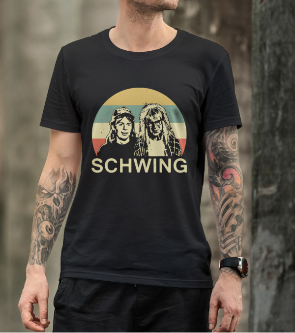 Wayne's World Schwing Retro Vintage Stripes T-Shirt