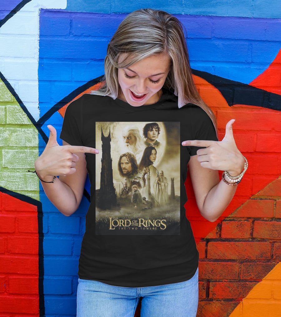 The Lord Of The Rings The Two Towers Movie Characters And Towers T-Shirt