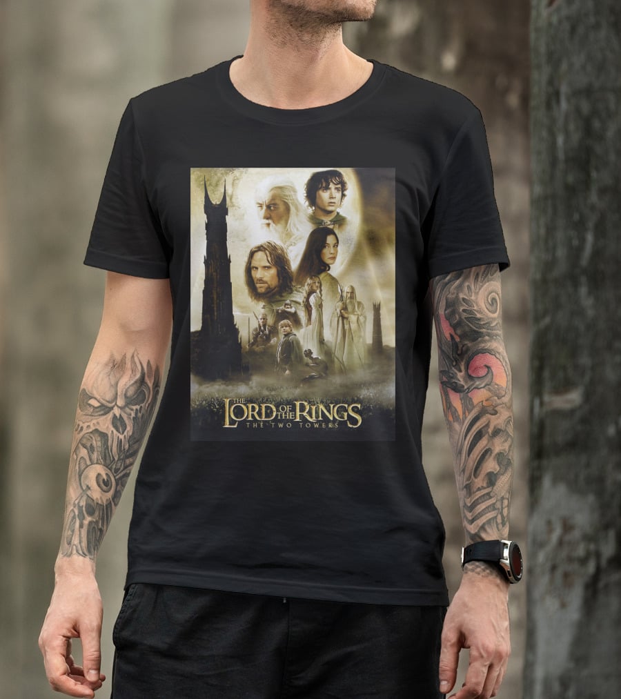 The Lord Of The Rings The Two Towers Movie Characters And Towers T-Shirt