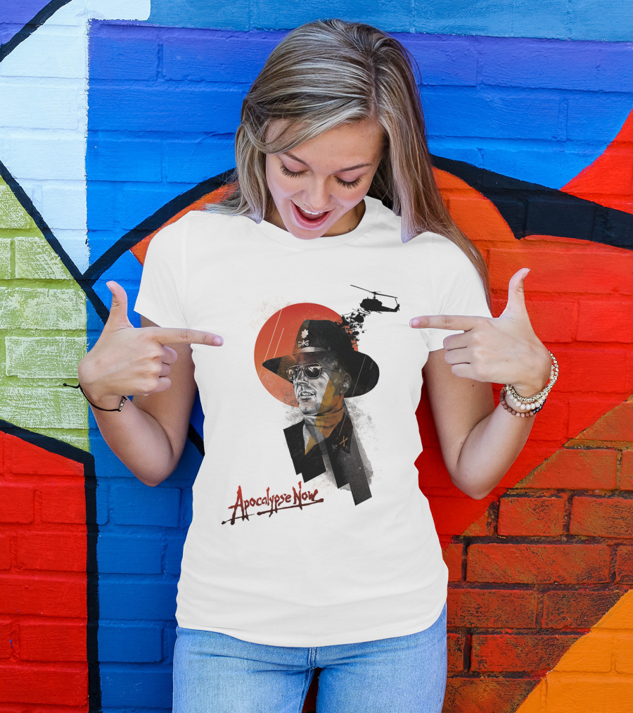 Apocalypse Now Helicopter And Soldier With Red Sun Iconography T-Shirt